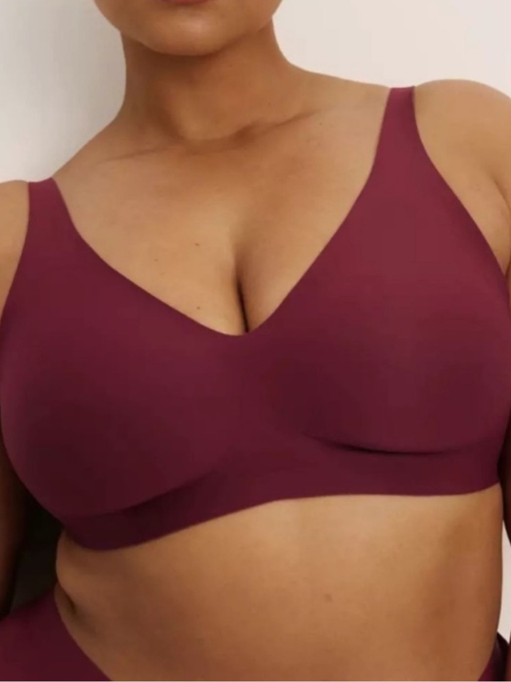 knix revolution v neck bra in Deep red